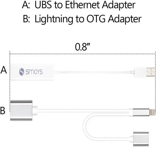 Alt view image 2 of 6 - iPhone iPad Ethernet Adapter with Power Charging - Lightning to RJ45 LAN Wired Network - Apple OTG USB