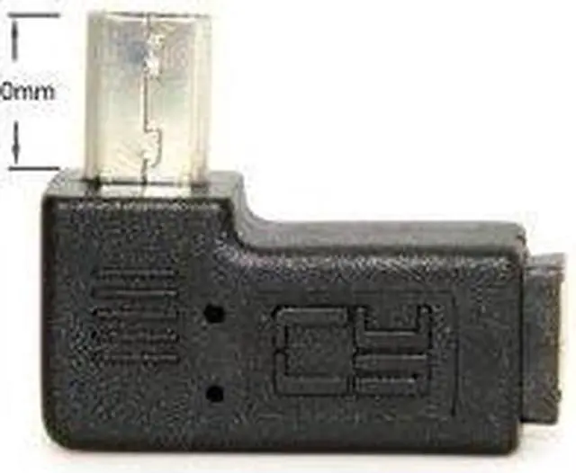 Alt view image 4 of 4 - Micro USB to Mini USB 2.0 Extension Adapter, Male to Female, 9mm Long Connector Left Angle 90-Degree 5-Pin