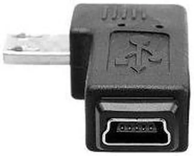 Alt view image 3 of 4 - Micro USB to Mini USB 2.0 Extension Adapter, Male to Female, 9mm Long Connector Left Angle 90-Degree 5-Pin