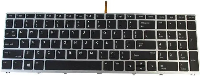 Main image of Backlit Keyboard w/ Silver Frame for HP ProBook 450 G5 455 G5 470 G5 Laptops