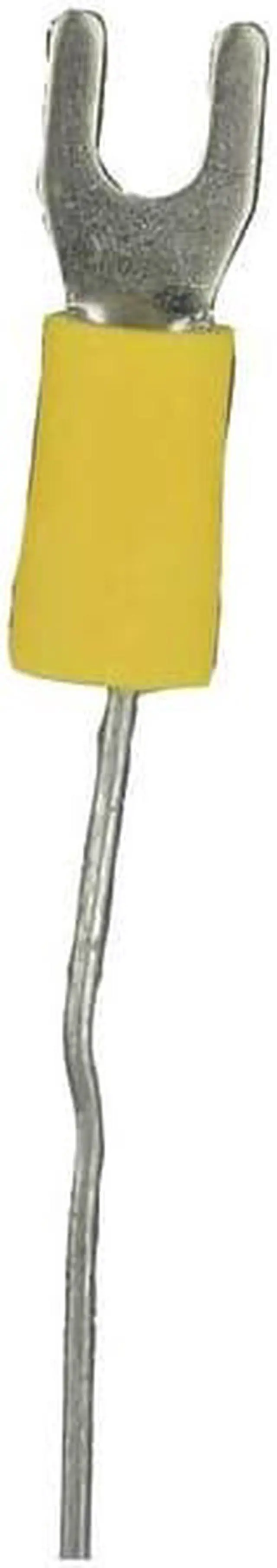 Main image of The Install Bay YVST8 Yellow Vinyl 12-10 Gauge #8 Spade Terminals (100/Pack)