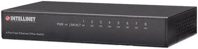 Alt view image 3 of 17 - Intellinet 8-Port Fast Ethernet Office Switch, Desktop Size, Metal, IEEE 802.3az (Energy Efficient Ethernet)
