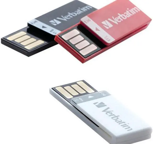Alt view image 3 of 19 - Verbatim Clip-It 8GB USB Flash Drive - 3 Pack - Black, White, Red 98674