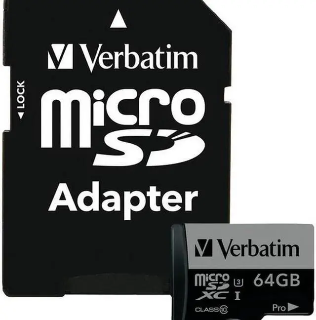 Alt view image 4 of 20 - Verbatim Memory Card microSDXC w/Adapter 64GB BK/GY 47042