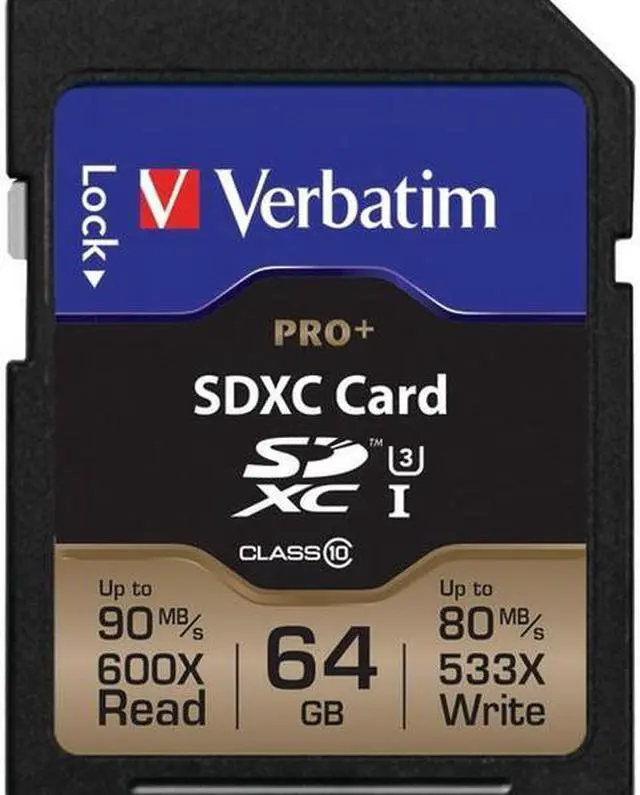 Alt view image 7 of 19 - Verbatim Memory Card SDXC 90MB/s Read Speed 64GB BK/GD 49197