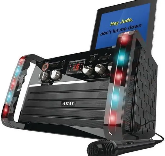 Alt view image 8 of 8 - AKAI KS-213 CDG Portable Karaoke System with iPad Cradle & Line Input