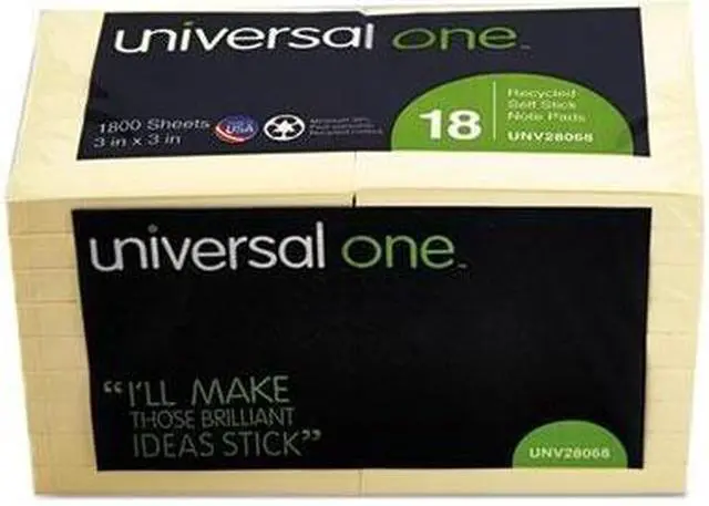 Main image of Universal Deluxe Recycled Sticky Note Pads - UNV28068