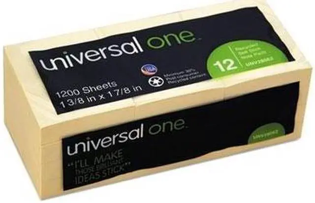 Main image of Universal Deluxe Recycled Sticky Note Pads - UNV28062