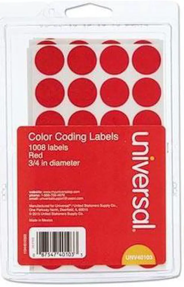 Alt view image 2 of 2 - Permanent Self-Adhesive Color-Coding Labels, 3/4in dia, Red, 1008/Pack - UNV40103