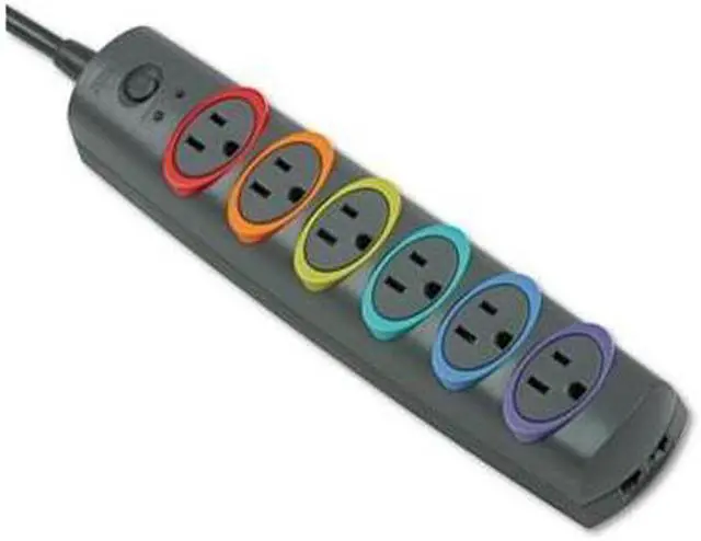 Alt view image 2 of 2 - Kensington KMW62144 Surge Suppressor- 6 Outlet- 8ft. Cord- 1260 Joules- Dark Gray