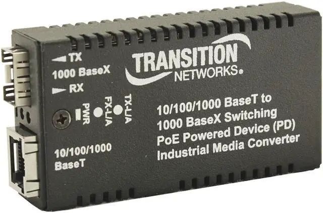 Alt view image 2 of 9 - Transition Networks Hardened Mini PD 10/100/1000 Bridging Media Converter