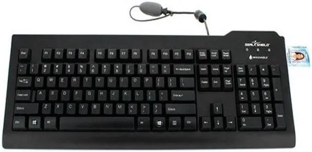 Alt view image 2 of 2 - Seal Shield SSKSV207RUSA Silver Seal Medical Grade Keyboard With Identiv Utrust 2500R Card Reader - Dishw