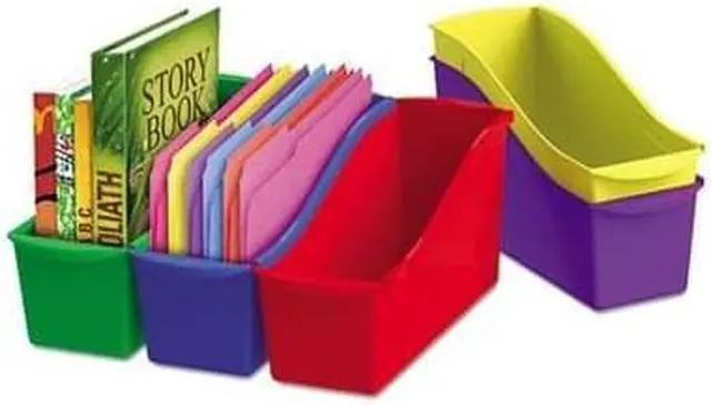 Alt view image 2 of 17 - Storex Interlocking Book Bins 4 3/4 x 12 5/8 x 7 5 Color Set Plastic 70105U06C