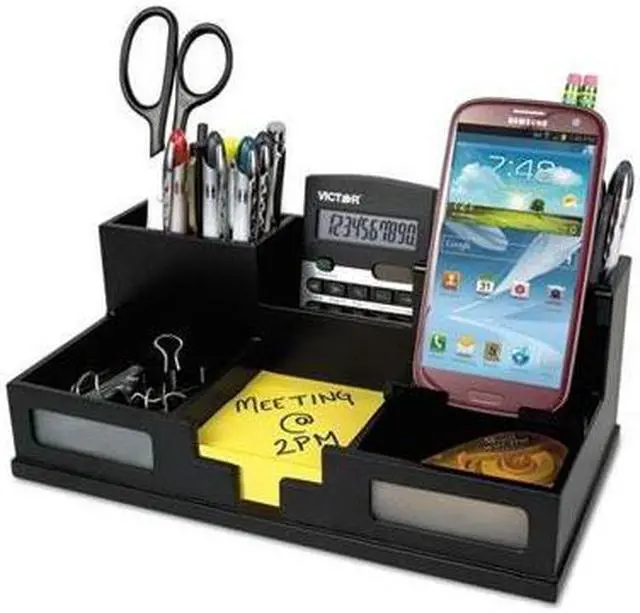 Alt view image 3 of 4 - Midnight Black Desk Organizer with Smart Phone Holder