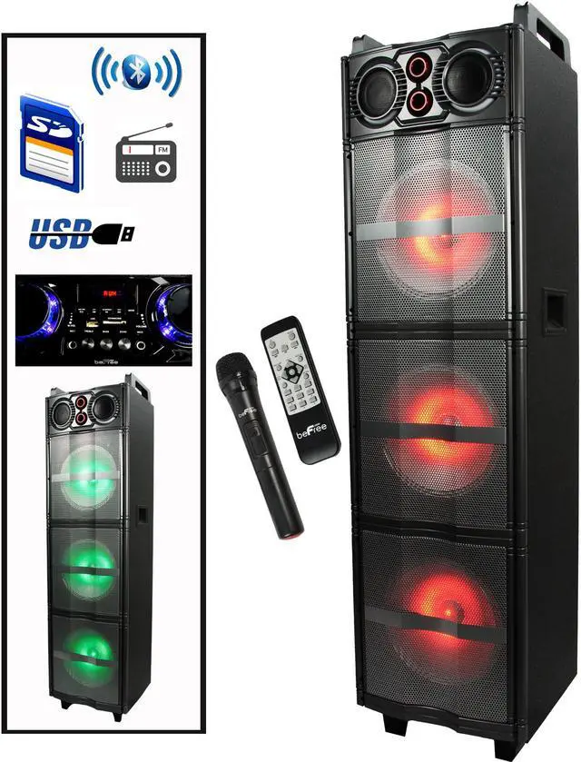 Alt view image 8 of 15 - beFree Sound Triple 10 Inch Portable Bluetooth Subwoofer Speaker with Party Lights