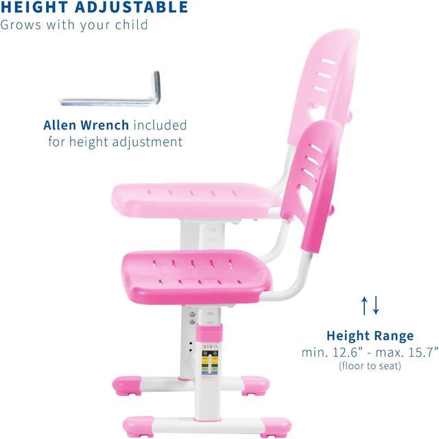 Vivo height adjustable childrens desk & chair discount kids interactive work station pink