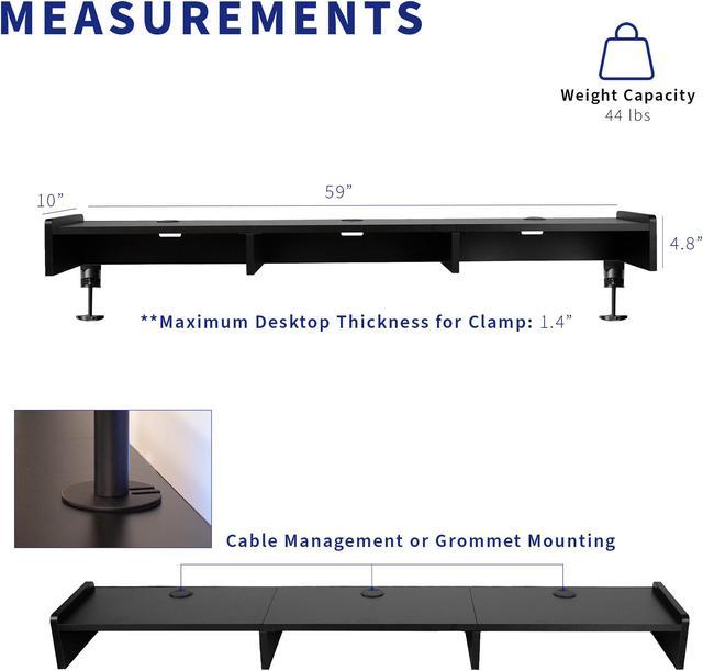 VIVO Black Clamp-on Extra Large 46 inch Ergonomic Desk Shelf