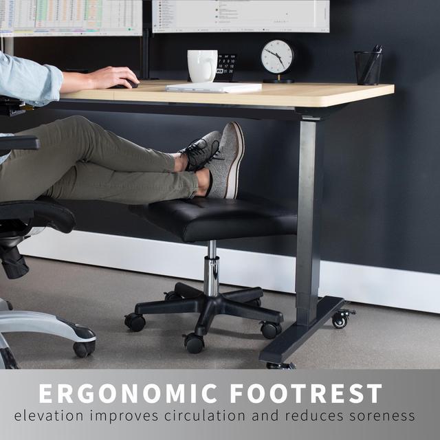 Black 2-in-1 Footrest & Ergonomic Desk Stool