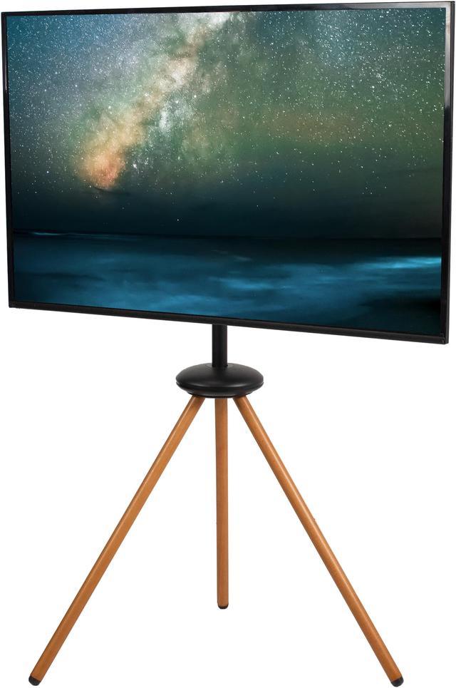 VIVO Foldable Easel 43 to 65 inch Screen Studio TV Floor Stand, Collapsible  Tripod Base, Dark Walnut Legs, STAND-TV65F 