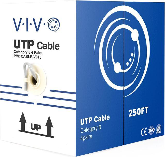 VIVO Grey 250 ft Bulk Cat6 (CCA) Ethernet Cable/Wire UTP Pull Box 250ft  Cat-6 23 AWG (CABLE-V015)