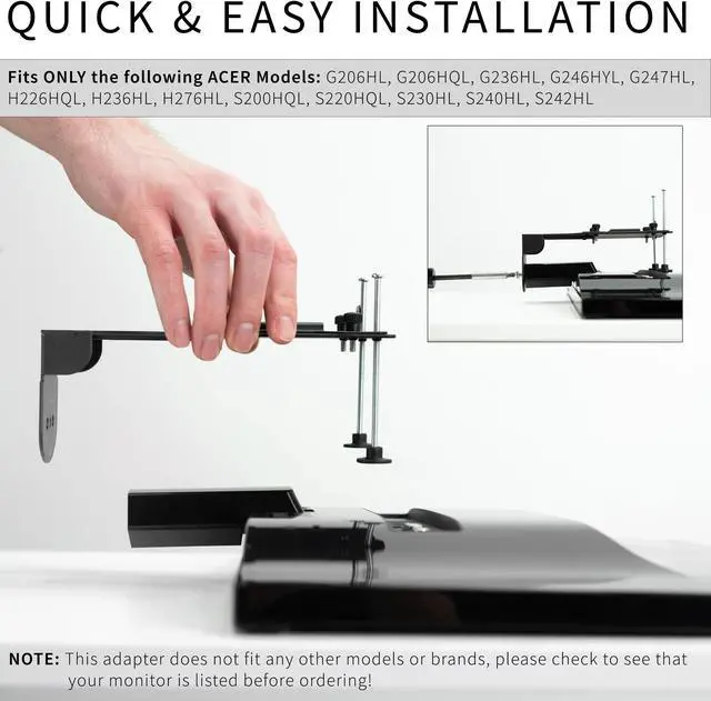Alt view image 14 of 16 - VESA Mount Adapter for Acer Monitors by VIVO - fits Models G206HL, G206HQL, G236HL, G246HYL, G247HL, G277HL