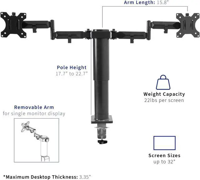 Alt view image 3 of 7 - VIVO Electric 20" to 32" Dual Monitor Desk Mount, Touch Screen Memory Controller, Height Adjustable Stand (STAND-E-102A)