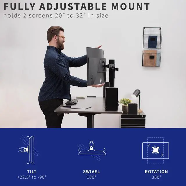 Alt view image 5 of 7 - VIVO Electric 20" to 32" Dual Monitor Desk Mount, Touch Screen Memory Controller, Height Adjustable Stand (STAND-E-102A)