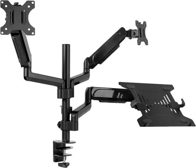 Main image of VIVO Black Dual 17" to 32" Monitor and Laptop Pneumatic Arm Desk Mount