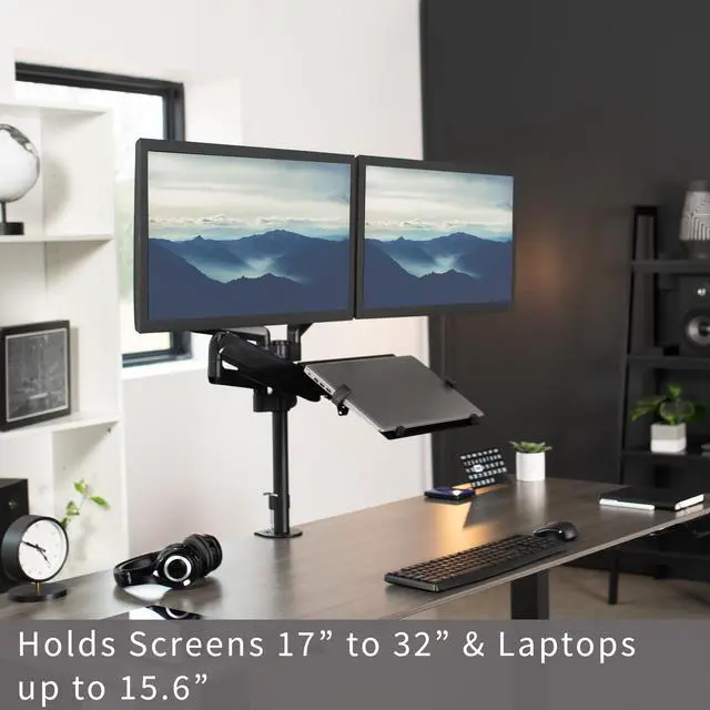 Alt view image 2 of 14 - VIVO Black Dual 17" to 32" Monitor and Laptop Pneumatic Arm Desk Mount