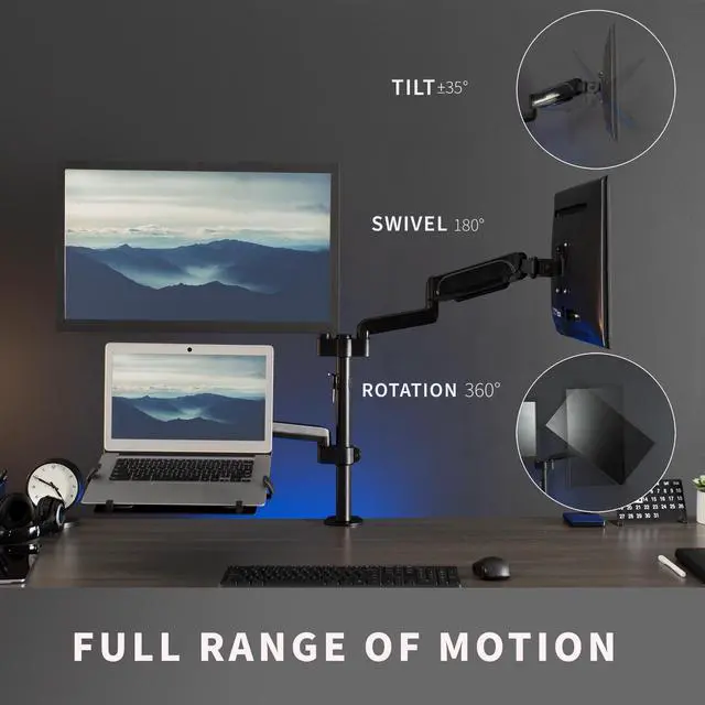 Alt view image 6 of 14 - VIVO Black Dual 17" to 32" Monitor and Laptop Pneumatic Arm Desk Mount