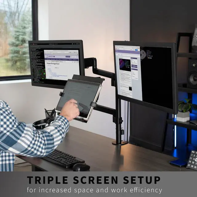 Alt view image 7 of 14 - VIVO Black Dual 17" to 32" Monitor and Laptop Pneumatic Arm Desk Mount