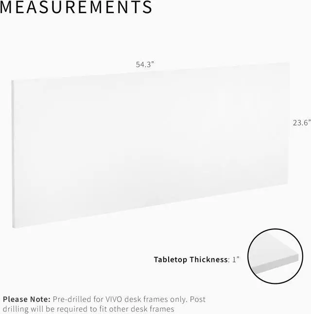 Alt view image 2 of 7 - VIVO White 55" x 24" Solid One-Piece Square Corner Table Top for Standard & Sit Stand Desk Frames, DESK-TOP55W-S