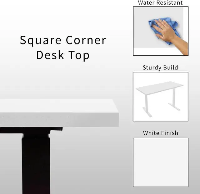 Alt view image 3 of 7 - VIVO White 55" x 24" Solid One-Piece Square Corner Table Top for Standard & Sit Stand Desk Frames, DESK-TOP55W-S