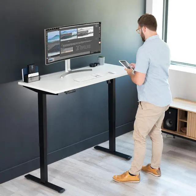 Alt view image 7 of 7 - VIVO White 55" x 24" Solid One-Piece Square Corner Table Top for Standard & Sit Stand Desk Frames, DESK-TOP55W-S