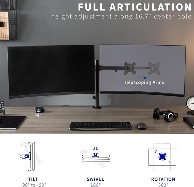 Alt view image 4 of 15 - VIVO Telescoping Dual Ultrawide 27" to 38" Monitor Heavy Duty Desk Mount Stand