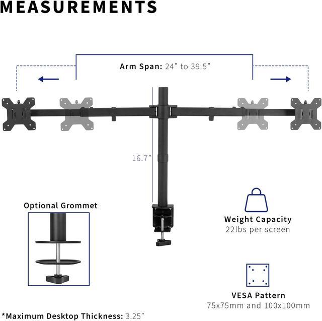 Alt view image 6 of 15 - VIVO Telescoping Dual Ultrawide 27" to 38" Monitor Heavy Duty Desk Mount Stand