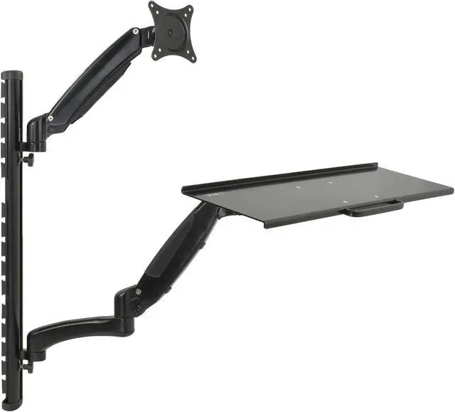 Main image of VIVO Black Sit-Stand Wall Mount Pneumatic Spring Monitor & Keyboard Workstation, Screens up to 27" (STAND-SIT1K)