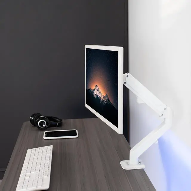 Alt view image 2 of 14 - VIVO White Articulating Single Pneumatic Spring Arm Clamp-on Desk Mount Stand | Fits 1 Monitor 17" to 27" (STAND-V101OW)
