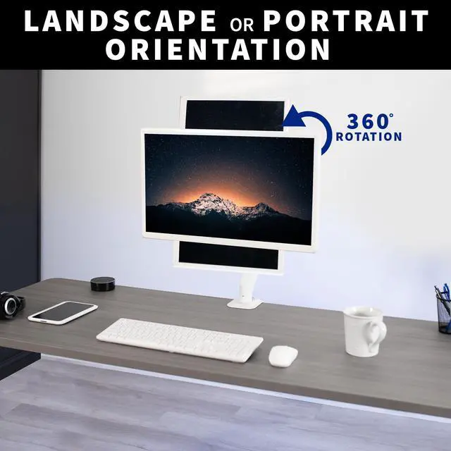 Alt view image 4 of 14 - VIVO White Articulating Single Pneumatic Spring Arm Clamp-on Desk Mount Stand | Fits 1 Monitor 17" to 27" (STAND-V101OW)