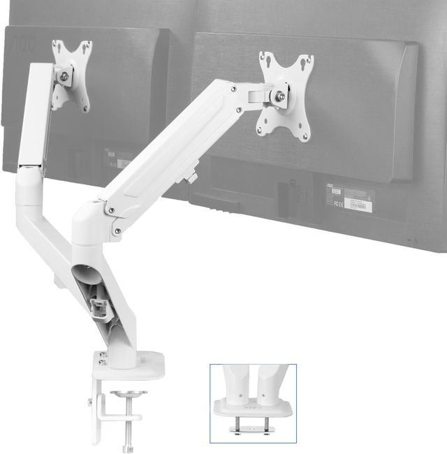 VIVO White Articulating Dual Pneumatic Spring Arm Clamp-on Desk