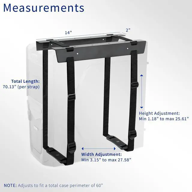 Alt view image 3 of 7 - VIVO Black Universal PC Wall Mount - Adjustable Steel Bracket | Computer Case Open Frame Strap Holder (MOUNT-PC03V)