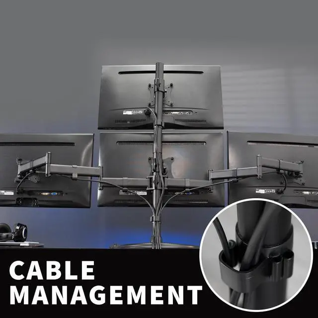 Alt view image 5 of 7 - VIVO Quad LCD Monitor Desk Stand Mount Free-Standing 3 + 1 = 4 Screens up to 24" (STAND-V004Z)