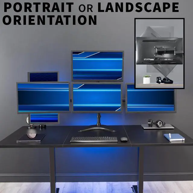 Alt view image 6 of 7 - VIVO Quad LCD Monitor Desk Stand Mount Free-Standing 3 + 1 = 4 Screens up to 24" (STAND-V004Z)
