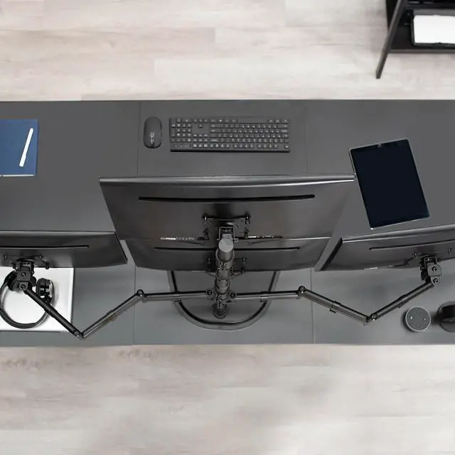 Alt view image 7 of 7 - VIVO Quad LCD Monitor Desk Stand Mount Free-Standing 3 + 1 = 4 Screens up to 24" (STAND-V004Z)