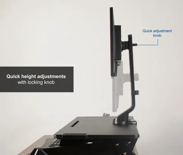 Alt view image 5 of 7 - VIVO Black Single Monitor Sit-Stand Workstation Compatible Adjustable Arm for One (1) Screen up to 32" (STAND-V001U)