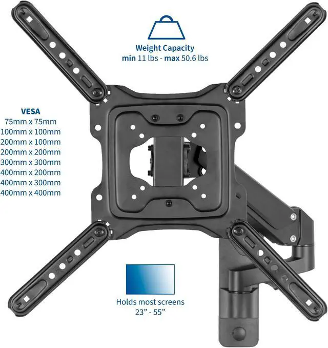 Alt view image 2 of 7 - VIVO Black Premium Aluminum Single TV Wall Mount Arm for Screens up to 55"