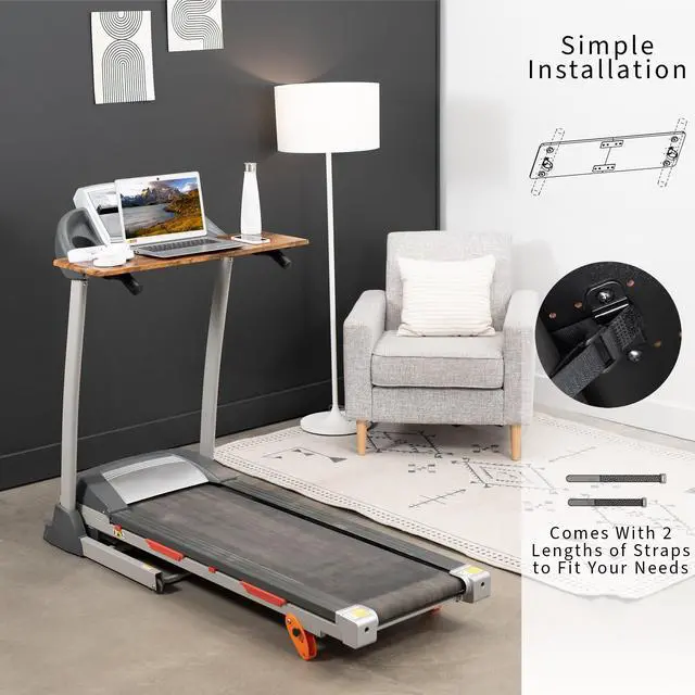Alt view image 7 of 7 - VIVO Vintage Brown Universal Laptop Treadmill Desk Attachment, Ergonomic Notebook Stand for Treadmills, STAND-TDML2N