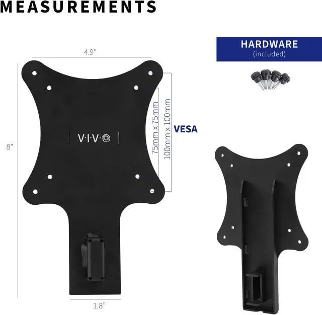 Alt view image 3 of 7 - VIVO Quick Attach Steel VESA Adapter Plate Designed for Compatible HP M-Series Monitors (MOUNT-HP01M)