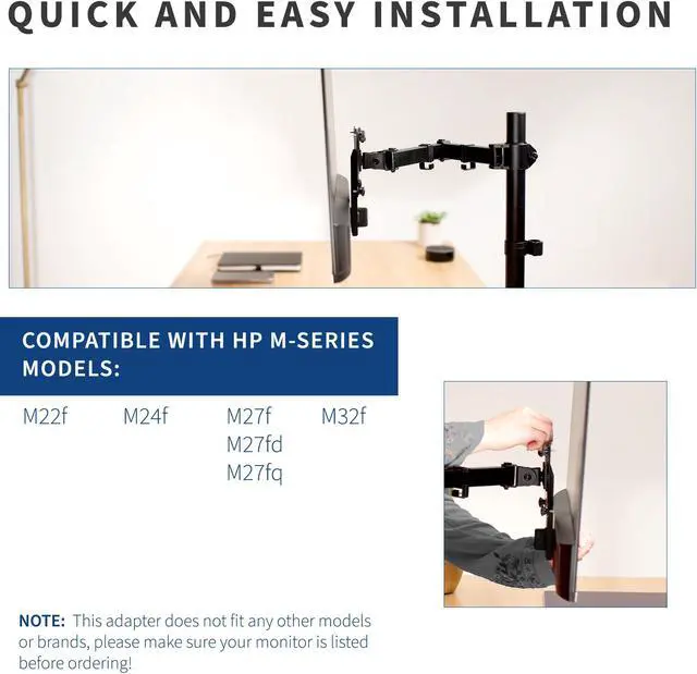 Alt view image 4 of 7 - VIVO Quick Attach Steel VESA Adapter Plate Designed for Compatible HP M-Series Monitors (MOUNT-HP01M)