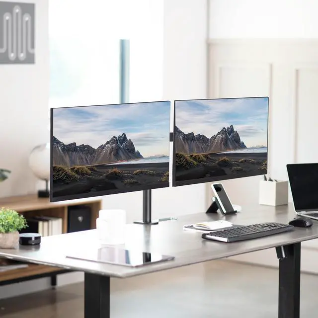 Alt view image 2 of 15 - VIVO Black Dual Monitor Desk Mount Adjustable Stand, Fits Screens up to 32"